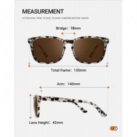 Square Polarized Sunglasses for Women Men Classic Trendy Stylish Sun Glasses 100% UV Protection - 03-marble(brown Lens) - C51...