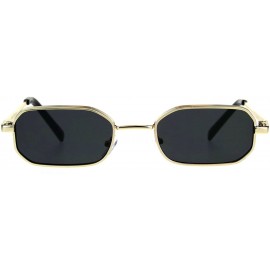 Rectangular Rectangular Heptagon Shape Sunglasses Small Indie Fashion Shades UV 400 - Gold (Black) - C518GG8Y7HA $11.86