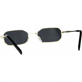 Rectangular Rectangular Heptagon Shape Sunglasses Small Indie Fashion Shades UV 400 - Gold (Black) - C518GG8Y7HA $11.86