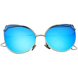 Rimless Color Lens Sunglasses Stylish Sunnies Eyewear Metal Sunglasses - P - Mirrored Blue(silver Frame) - CY1972WY084 $19.07