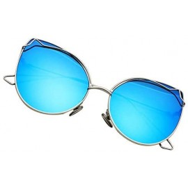 Rimless Color Lens Sunglasses Stylish Sunnies Eyewear Metal Sunglasses - P - Mirrored Blue(silver Frame) - CY1972WY084 $19.07