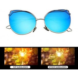 Rimless Color Lens Sunglasses Stylish Sunnies Eyewear Metal Sunglasses - P - Mirrored Blue(silver Frame) - CY1972WY084 $19.07