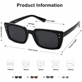 Goggle Retro Rectangular Polarized Sunglasses Women Flat Lens LUNA SJ2095 - C1 Black Frame/Grey Lens - C2198S24QLI $16.77