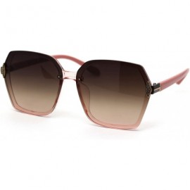 Butterfly Womens Metal Jewel Trim Rectangular Butterfly Plastic Sunglasses - Pink Brown - C418XK8C2ZL $11.73