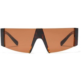 Shield Half Framed Shield Sunglasses for Women Men Cyberpunk Thick Rimmed Semi Rimless - Tortoise Brown - C318SXU9OC0 $17.38