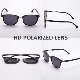 Wrap Retro Round Trendy Polarized Sunglasses for Women and Men UV400 Protection - Black Frame+gray Lens03 - CN18L209W06 $19.89