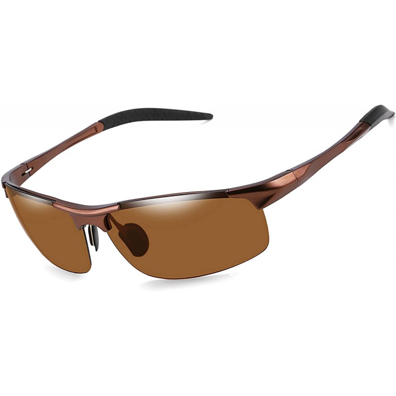 Oversized Classic Men Sport Polarized Sunglasses Driving Unbreakable Frame UV400 B2442 - Brown - C818HE8IDSR $20.97