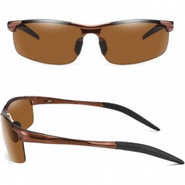 Oversized Classic Men Sport Polarized Sunglasses Driving Unbreakable Frame UV400 B2442 - Brown - C818HE8IDSR $20.97