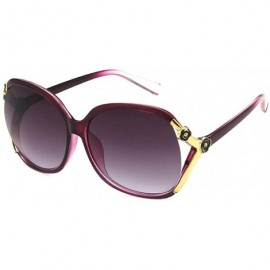 Oval Women Sunglasses Retro Black Drive Holiday Oval Non-Polarized UV400 - Purple - C518RKH25TX $7.88