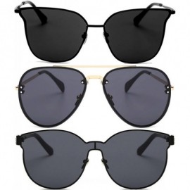 Square Women Ladies Cat Eye Heart Round Integral Square Oversized Metal Sunglasses - Fan_3p_5mix - CW17YDIUHSU $18.48