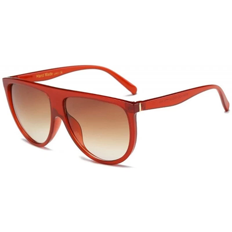 Round Retro big box sunglasses unisex trend round face sunglasses Siamese sunglasses - Red - C318RLT3H8C $17.04