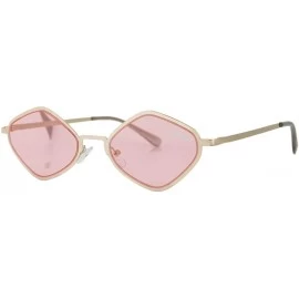 Oval Retro Hippie Diamond Shape Fashion Trending Metal Frame Tinted Flat Lens Sunglasses - Pink - CX18ILSQS7D $10.99