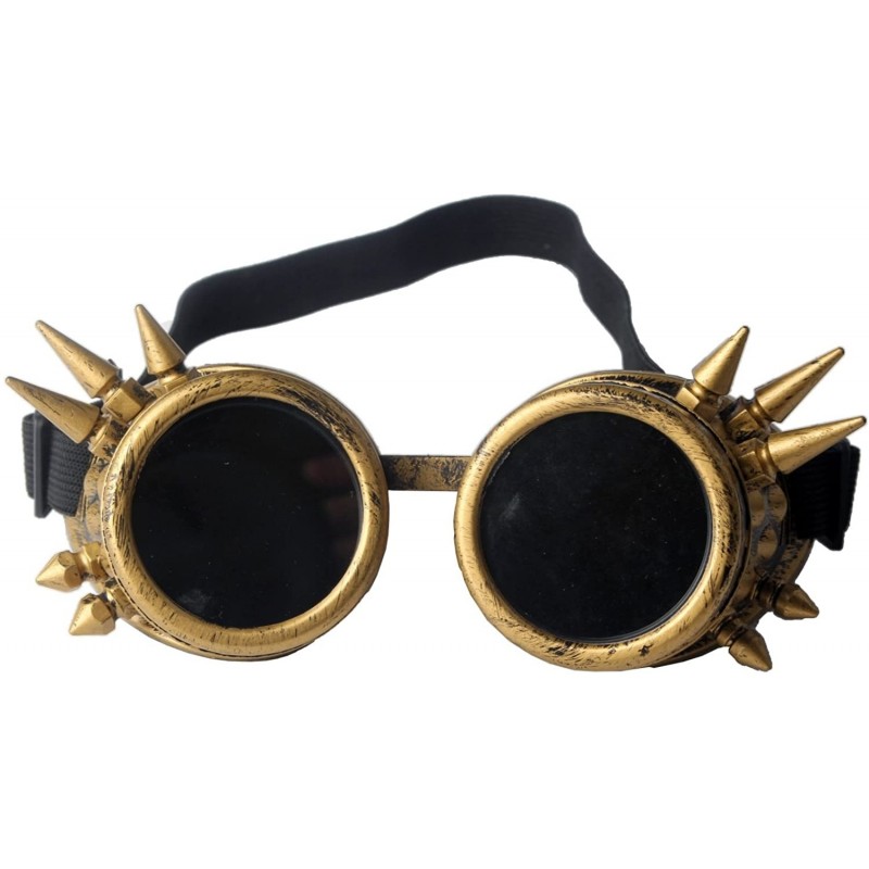 Goggle Spiked Steampunk Retro Goggles Rave Vintage Glasses Cosplay Halloween - Yellow - CQ18HALQ72M $9.29