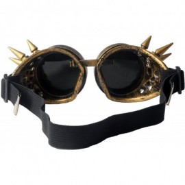 Goggle Spiked Steampunk Retro Goggles Rave Vintage Glasses Cosplay Halloween - Yellow - CQ18HALQ72M $9.29