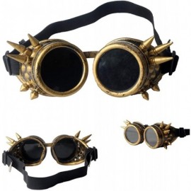 Goggle Spiked Steampunk Retro Goggles Rave Vintage Glasses Cosplay Halloween - Yellow - CQ18HALQ72M $9.29