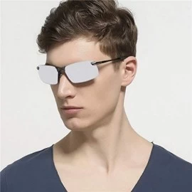 Rimless Men's Dark Sunglasses Polarized- Rectangular Sun Glasses Rimless Fashion for Outdoor Sport - C2196O4786H $23.55