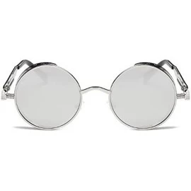 Round Retro Steampunk Fashion Round Metal Circle Frame Sunglasses - Silver-silver - CM1804NMOW8 $10.35