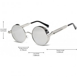 Round Retro Steampunk Fashion Round Metal Circle Frame Sunglasses - Silver-silver - CM1804NMOW8 $10.35