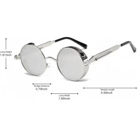 Round Retro Steampunk Fashion Round Metal Circle Frame Sunglasses - Silver-silver - CM1804NMOW8 $10.35