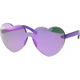 Rimless Monoblock Heart Shape Sunglasses Womens Fashion Mirror Lens UV 400 - Purple - C718GZR6W60 $9.86