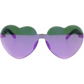 Rimless Monoblock Heart Shape Sunglasses Womens Fashion Mirror Lens UV 400 - Purple - C718GZR6W60 $9.86