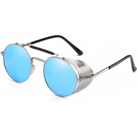 Goggle Steampunk Sunglasses Vintage sideshield glasses - Blue - CL18SHH79ZX $13.72