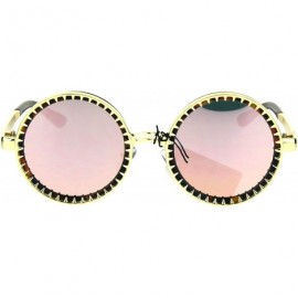 Round Steampunk Color Mirror Lens Round Circle Lens Victorian Sunglasses - Gold Pink - C517AZ3XH9T $10.96