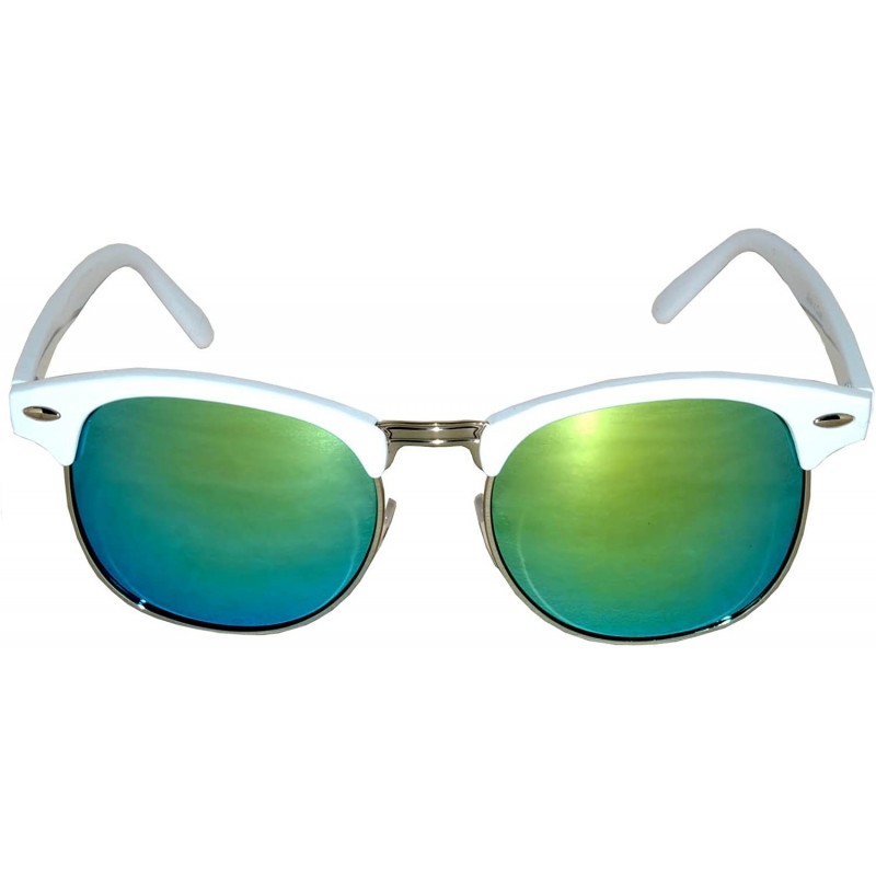 Aviator Classic Half Frame Horned Rim Sunglasses Colorful Lens Retro Stylish - CA12NUHEBP7 $8.47