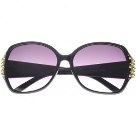 Square Studded Square Sunglasses - Black-gold - CF11O10FVYR $9.92