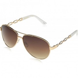 Shield Women's 1025SP Classic Aviator Sunglasses with Chain Temple Detail & 100% UV Protection - 60 mm - Gold/White - CR18NTZ...