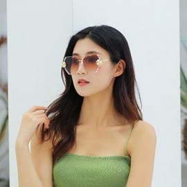 Oversized Women Stylish Oversized Rimless Gradient Diamond Cutting Lens Sunglasses - Pearl - CT197E2LSHY $19.16