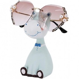 Oversized Women Stylish Oversized Rimless Gradient Diamond Cutting Lens Sunglasses - Pearl - CT197E2LSHY $19.16