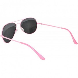 Aviator Full Mirror Lens Colored Metal Frame with Spring Hinge - Pink_smoke_lens - C4121JE4N9L $7.69