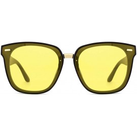 Oversized Classic Square Sunglasses for Women Tinted Lenses UV400 Fashion - Yellow - CU18RS4D88M $15.06