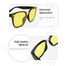 Oversized Classic Square Sunglasses for Women Tinted Lenses UV400 Fashion - Yellow - CU18RS4D88M $15.06