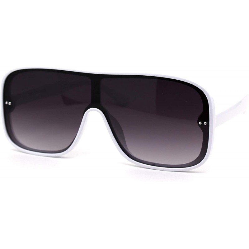 Round Mens Plastic Shield Racer Retro Gradient Lens Sunglasses - White Smoke - CU19573C58M $14.41