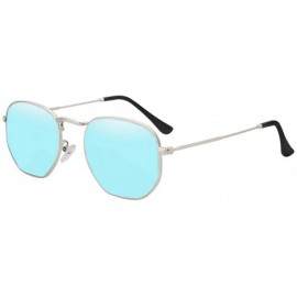 Round Polarized Sunglasses Men Vintage Sunglass Fashion Mens Summer Sun Glasses Top Quality UV400 - Silver W Blue Mir - CG197...