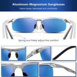 Rectangular Mens Driving Polarized Sunglasses UV400 Protection for Cycling Fishing Golf - Blue - CP18H49UWYR $17.04