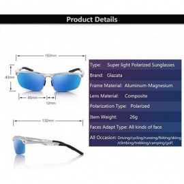 Rectangular Mens Driving Polarized Sunglasses UV400 Protection for Cycling Fishing Golf - Blue - CP18H49UWYR $17.04