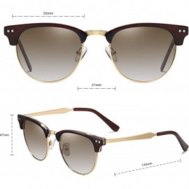 Rimless Retro Classic Semi Rimless Polarized Sunglasses Women Men - Brown - CV190S8RMKN $9.87