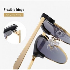 Rimless Retro Classic Semi Rimless Polarized Sunglasses Women Men - Brown - CV190S8RMKN $9.87