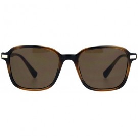 Rectangular Womens Rectangle Thin Horned Plastic Boyfriend Designer Sunglasses - Havana Brown - CY18L3O4LDS $11.89