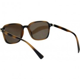 Rectangular Womens Rectangle Thin Horned Plastic Boyfriend Designer Sunglasses - Havana Brown - CY18L3O4LDS $11.89