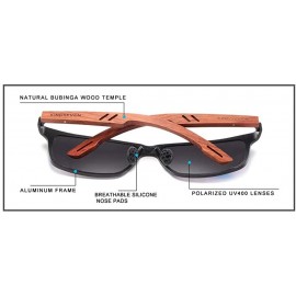 Rectangular Genuine adjustable sunglasses Square men polarized UV400 Al-Mg And Bubinga Wood - Gun/Gray - CA18WO7WRMT $18.62