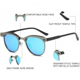 Semi-rimless Semi Rimless Retro Polarized Sunglasses Women Men Brand Sun Glasses - Silver Frame/Blue Lens - CN18GLS46WA $11.72