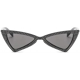 Cat Eye Triangle Sunglasses Women Sunshade Rhinestone Butterfly Frame Cat Eye Sun Glasses Female Black Eyewear UV400 - C5198O...