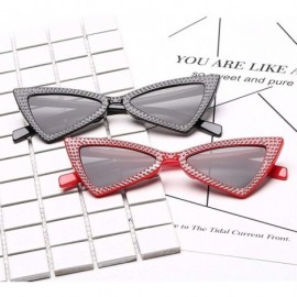 Cat Eye Triangle Sunglasses Women Sunshade Rhinestone Butterfly Frame Cat Eye Sun Glasses Female Black Eyewear UV400 - C5198O...