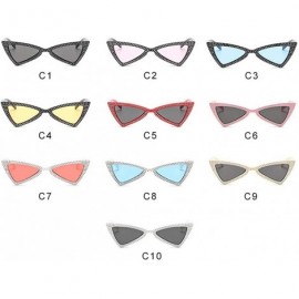 Cat Eye Triangle Sunglasses Women Sunshade Rhinestone Butterfly Frame Cat Eye Sun Glasses Female Black Eyewear UV400 - C5198O...