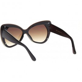 Shield Womens Exposed Edge Shield Butterfly Plastic Sunglasses - Brown Gradient Brown - CH18MGR3TKZ $15.10