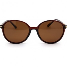 Butterfly Polarized Womens Designer Style Plastic Round Butterfly Sunglasses - Brown Solid Brown - CI18Y6O2YQ0 $14.62